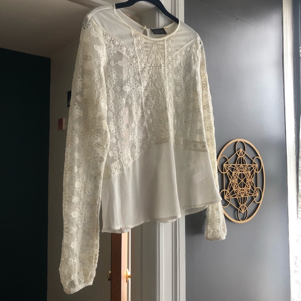 Long Sleeved Ivory, Sheer, Feminine ASTR Top